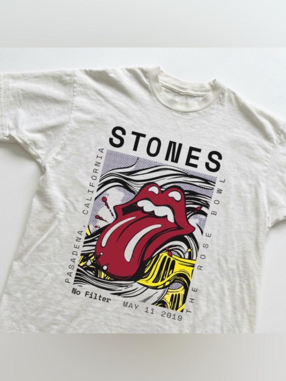 Rolling Stones Pop Art Tongue Unisex Tee White Classic Rock Graphic T-Shirt - Picture 3 of 5